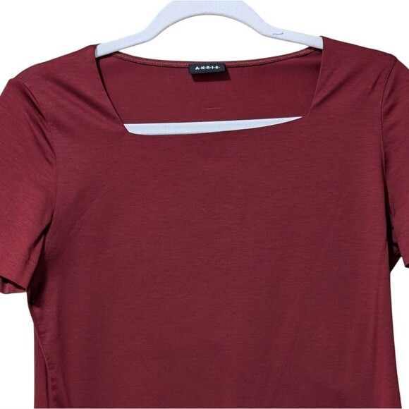 Akris square neck short sleeve cotton t-shirt size 8 classic staple neutral rust - Picture 9 of 10